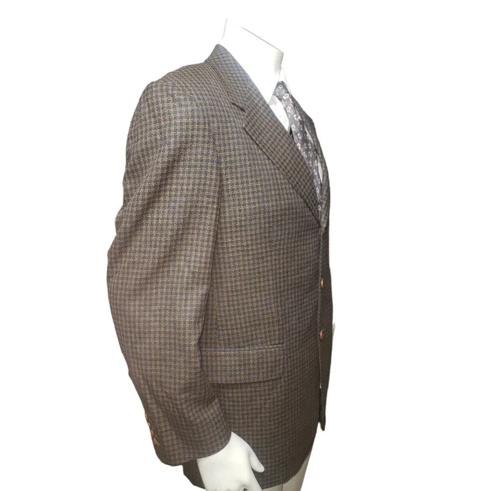 LBM BIANCHI Bozzella & Lesna Italian Blazer Glen Check Wool Silk Men 40R
